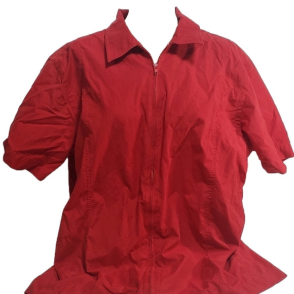 Kenneth Cole Red Zip Up Short Sleeve - Picture 1 of 7